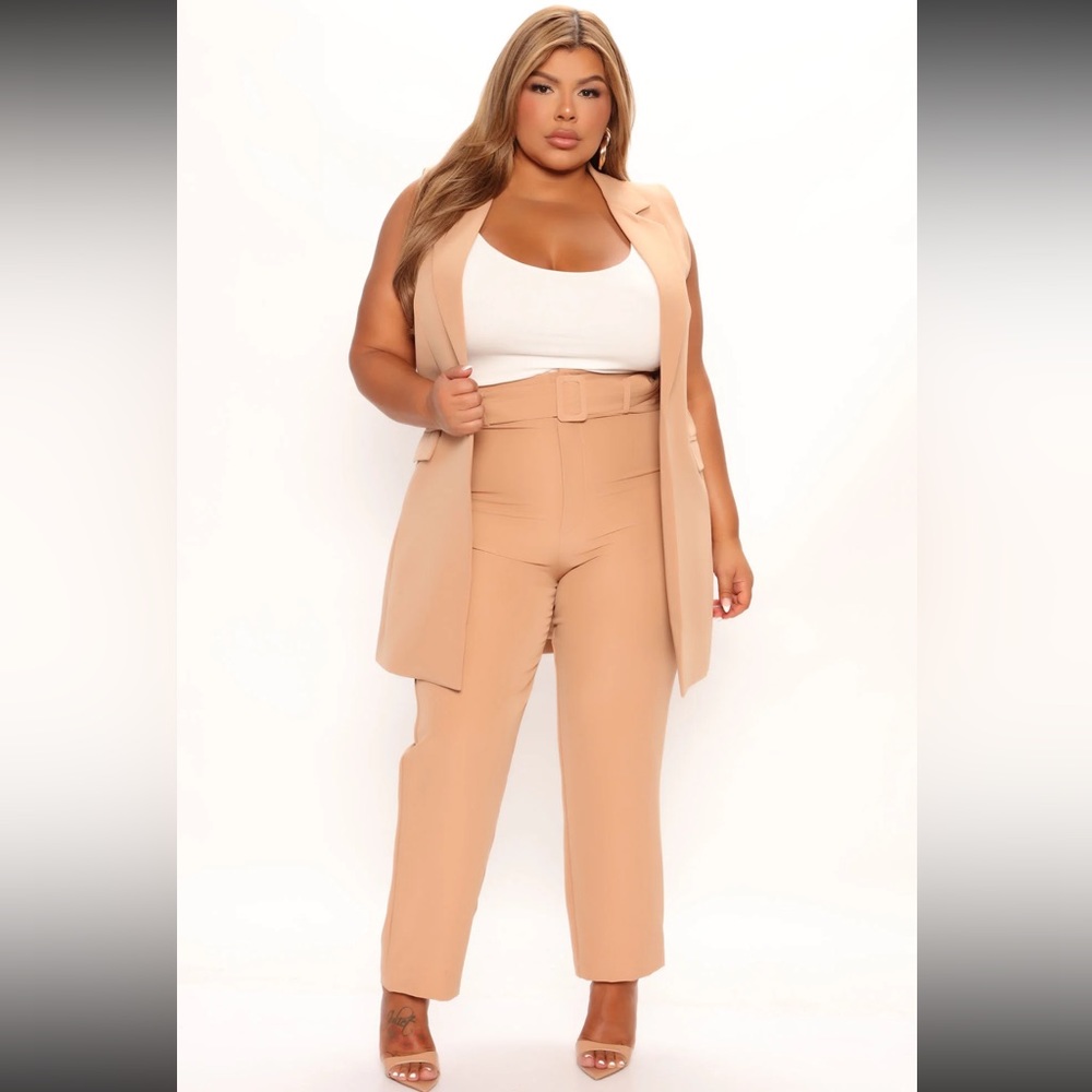 Fashionnova Camel Vest Pant set